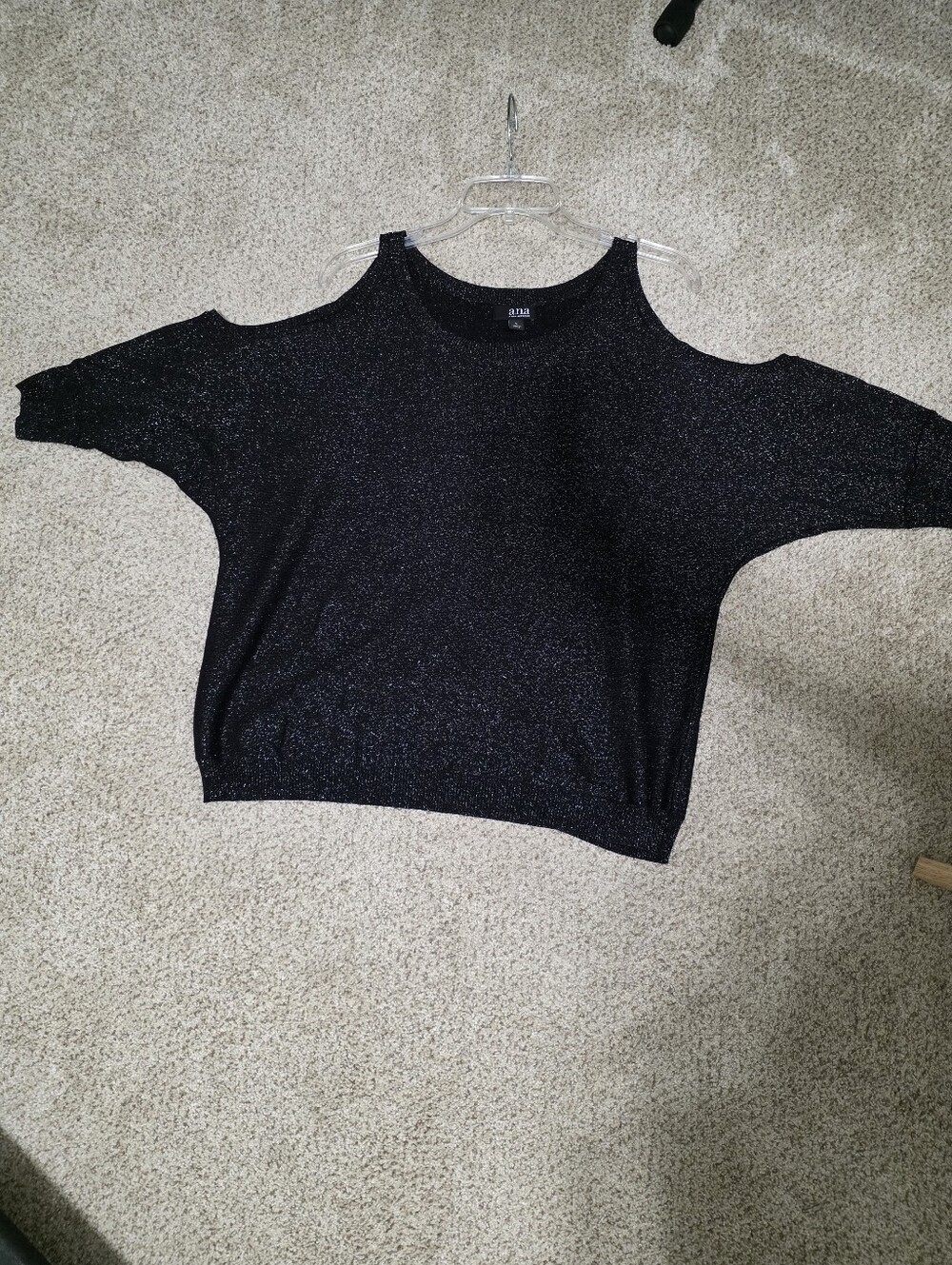 a.n.a Black Sparkle Cold-Shoulder Blouse